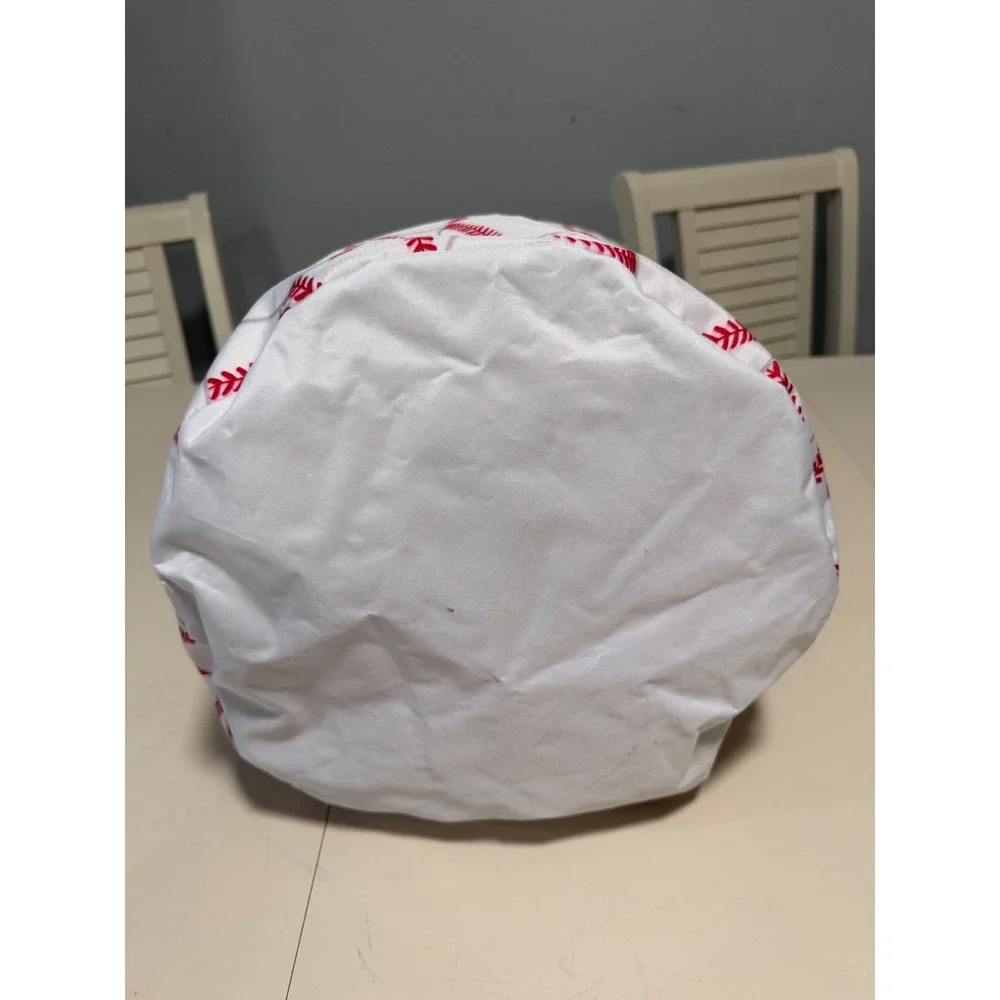 Baseball Print Storage Bin Laundry Hamper Toy Organizer Sports Theme White Red